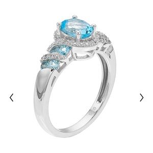 Sterling Silver Blue Topaz & White Sapphire Ring